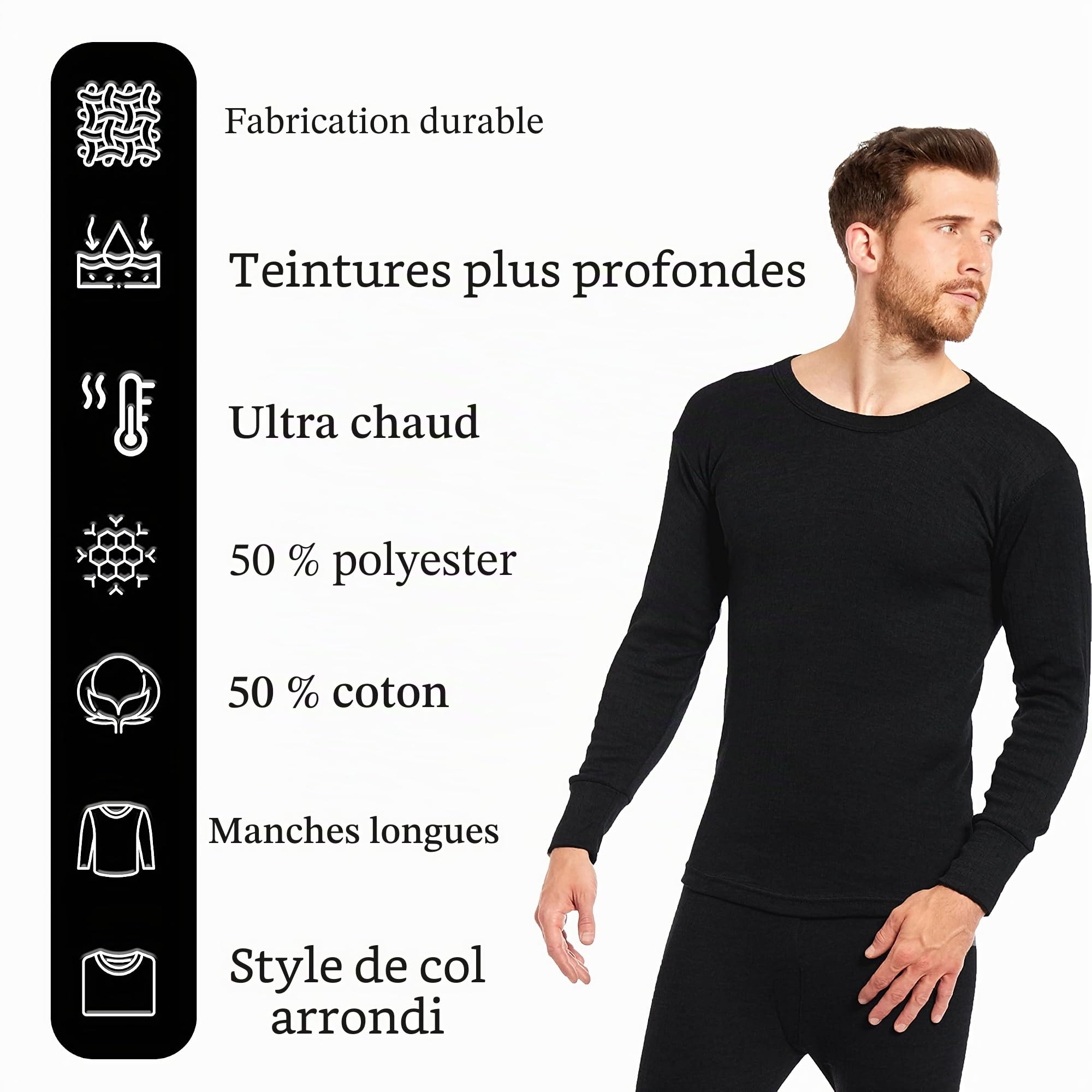 Heatwave® Lot de 2 hauts thermiques à manches longues pour homme