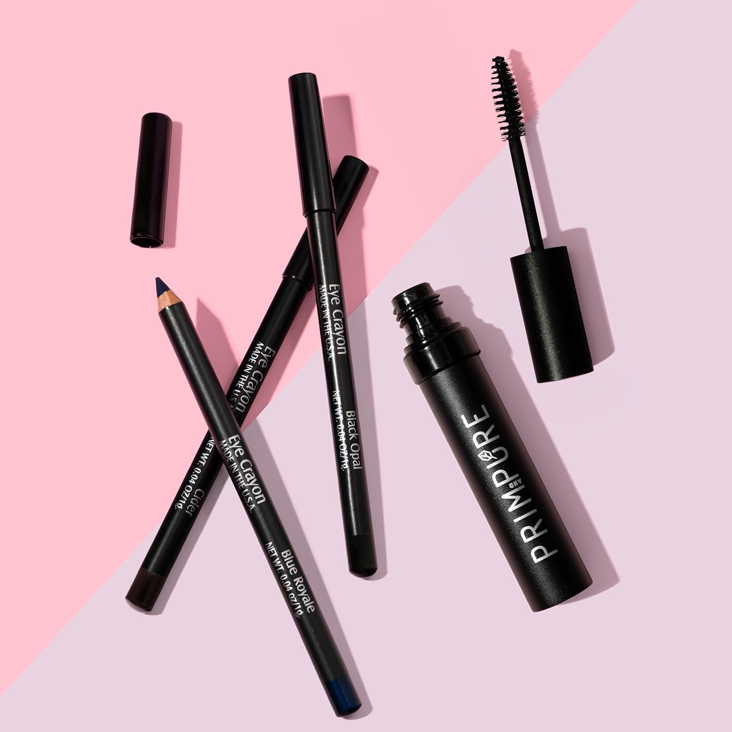 Prim and Pure Natural Mineral Mascara for Women, Teen, Eyeliner, Long Lasting, Black, Blue, Brown, Mineral, Organic (Mascara Eyeliner Set - Black/Black)