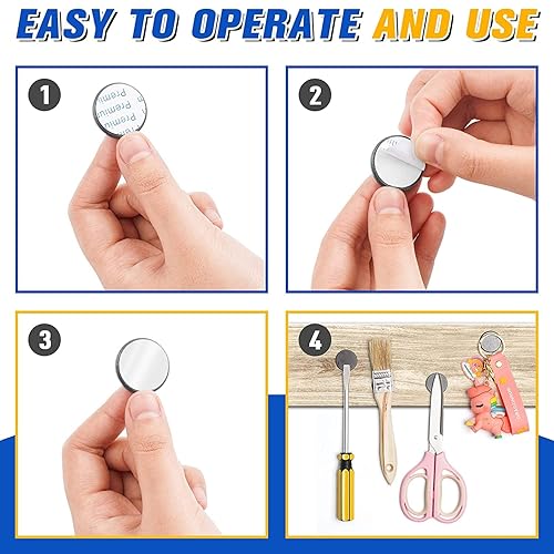 Miniatura 2 de Grtard Paquete de 65 imanes para manualidades con respaldo adhesivo, imanes de disco redondos, perfectos para botón de refrigerador, taza de