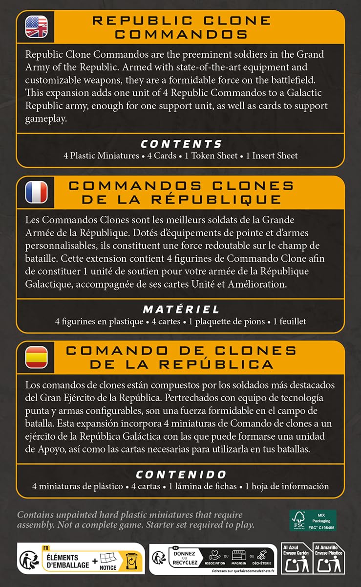 Asmodee - Star Wars™: Legion - Clone Commandos - AMG - Extension Figurines - République Galactique - Experts - 14+ - 2 Joueurs - 60 à 120 Min - multilingue