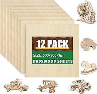 12 Pi&egrave;ces Contreplaqu&eacute; 3mm, 300mm&times;300mm Planche en Bois Bricolage, Feuilles de Bois Minces, Bois pour l