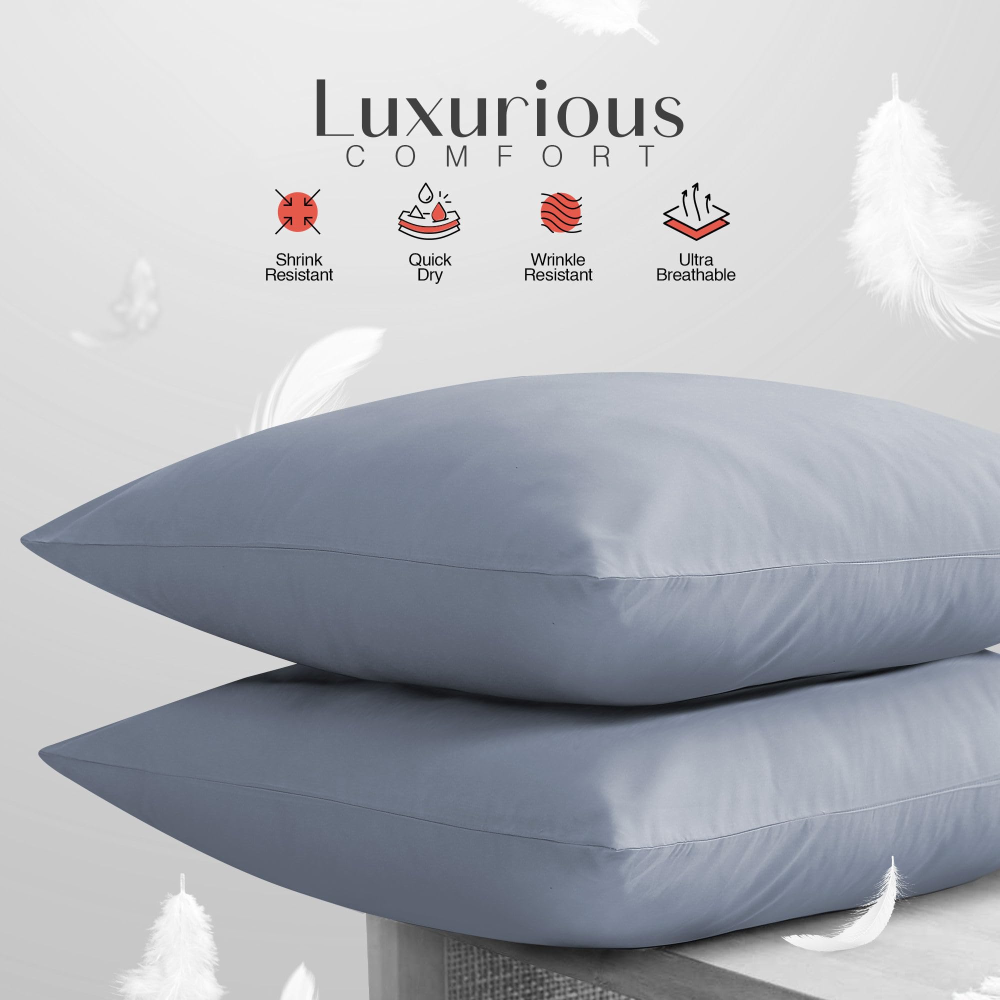LYMA Pillow Cases Pack of 2 & 4,Ultra Soft Breathable Housewife & Oxford Cover - Image 3