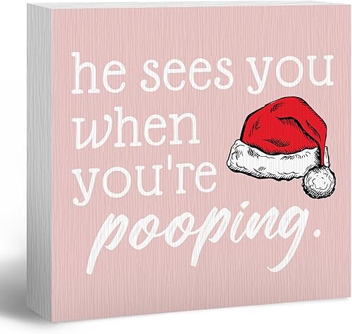 Miniatura 10 de Decoración de Baño de Navidad - Divertidos Adornos Navideños, Letrero "Te Ve Cuando Te Vas", Decoración Navideña para Baño, Adorno Navideño, Adorno