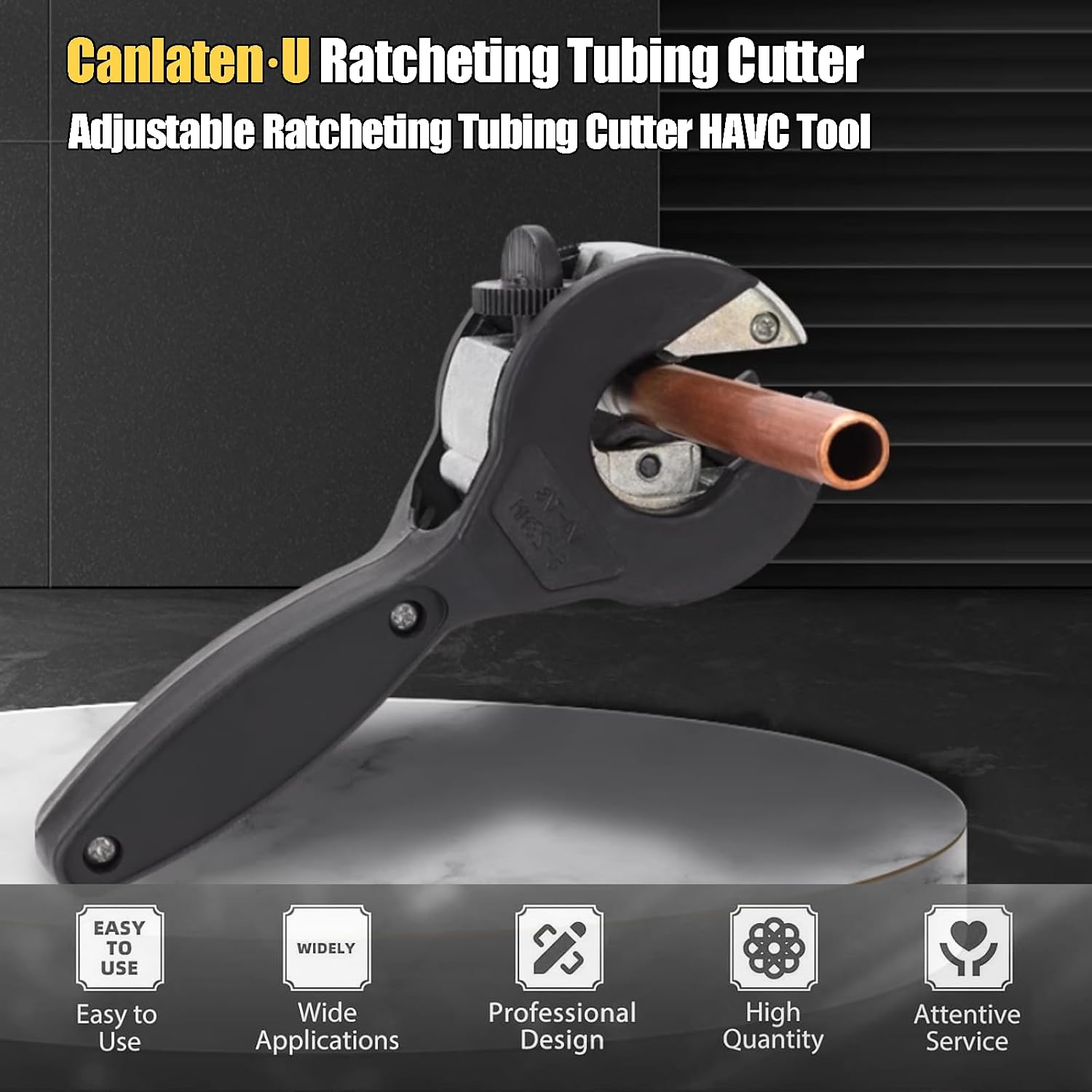 Ratcheting Tubing Cutter - Canlaten·U Adjustable Ratcheting Tubing Cutter Tool for 5/16" to 1-1/8" Tubing, HAVC Repair Tool Copper Pipe Cutter, 2 In 1 Tube Cutter, PVC, Soft Metals