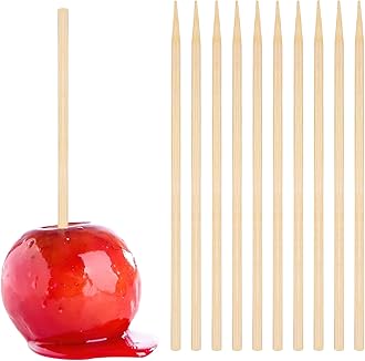 HANSGOWooden Candy Apple Skewers Sticks, 3mm 6inch Natural Bamboo Skewers BBQ Caramel Apple Sticks Cotton Candy Stick Rock Candy Stick Skewer Semi Pointed Lollipop Sticks Barbecue Corn Dog（350pcs）
