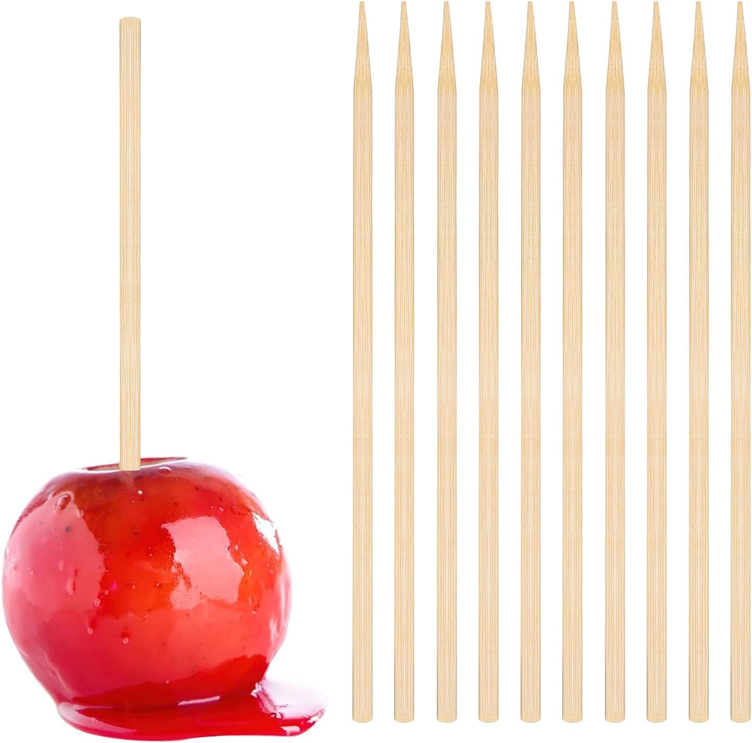 HANSGOWooden Candy Apple Skewers Sticks, 3mm 6inch Natural Bamboo Skewers BBQ Caramel Apple Sticks Cotton Candy Stick Rock Candy Stick Skewer Semi Pointed Lollipop Sticks Barbecue Corn Dog（350pcs）