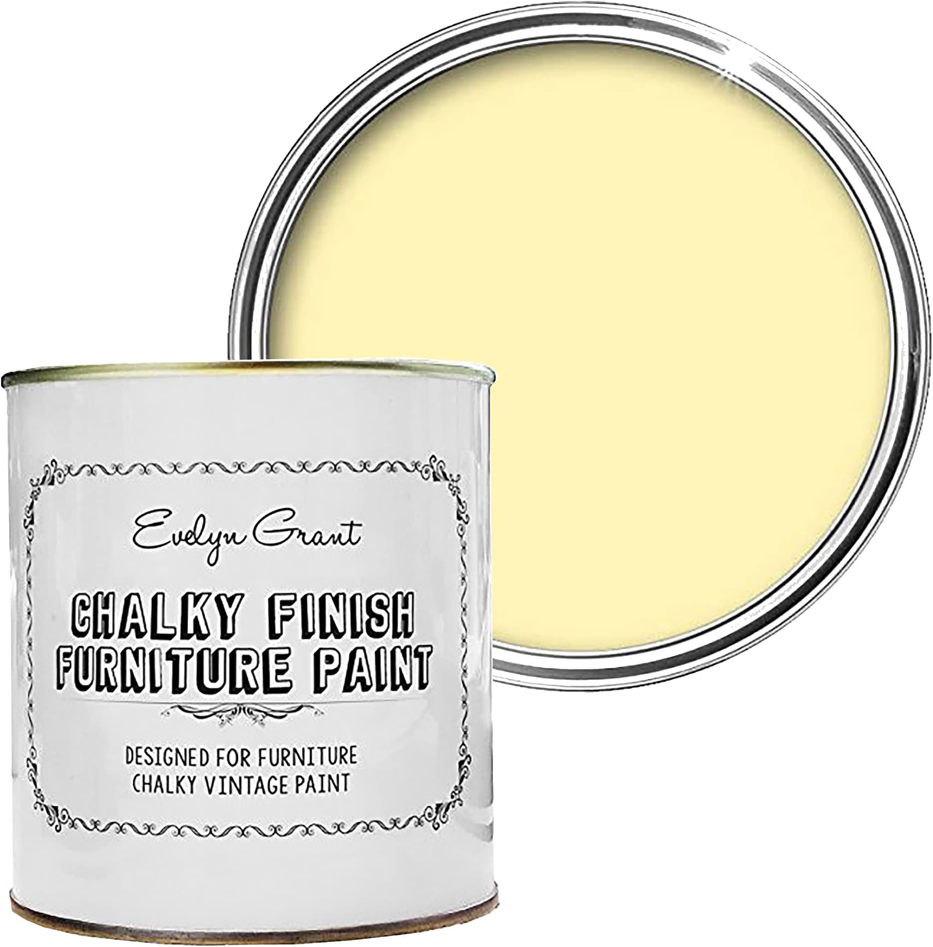 Evelyn GrantChalk Furniture Paint | 500ml in 30+ Colours | Ultra-Premium Protection for Furniture & Cupboard | Interior & Exterior Wood Paint | Vintage Chalky Matt Finish (Light Yellow)