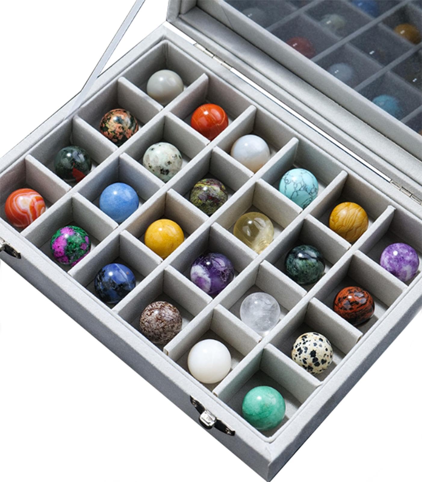 Bola de Cristal Natural, 24 Piezas de Decoración, Kit de Esferas de Piedras Preciosas, Esfera de Cristal Curativo de Chakras, Esfera de Adivinación, Figuras Colectivas para Meditación, Yoga