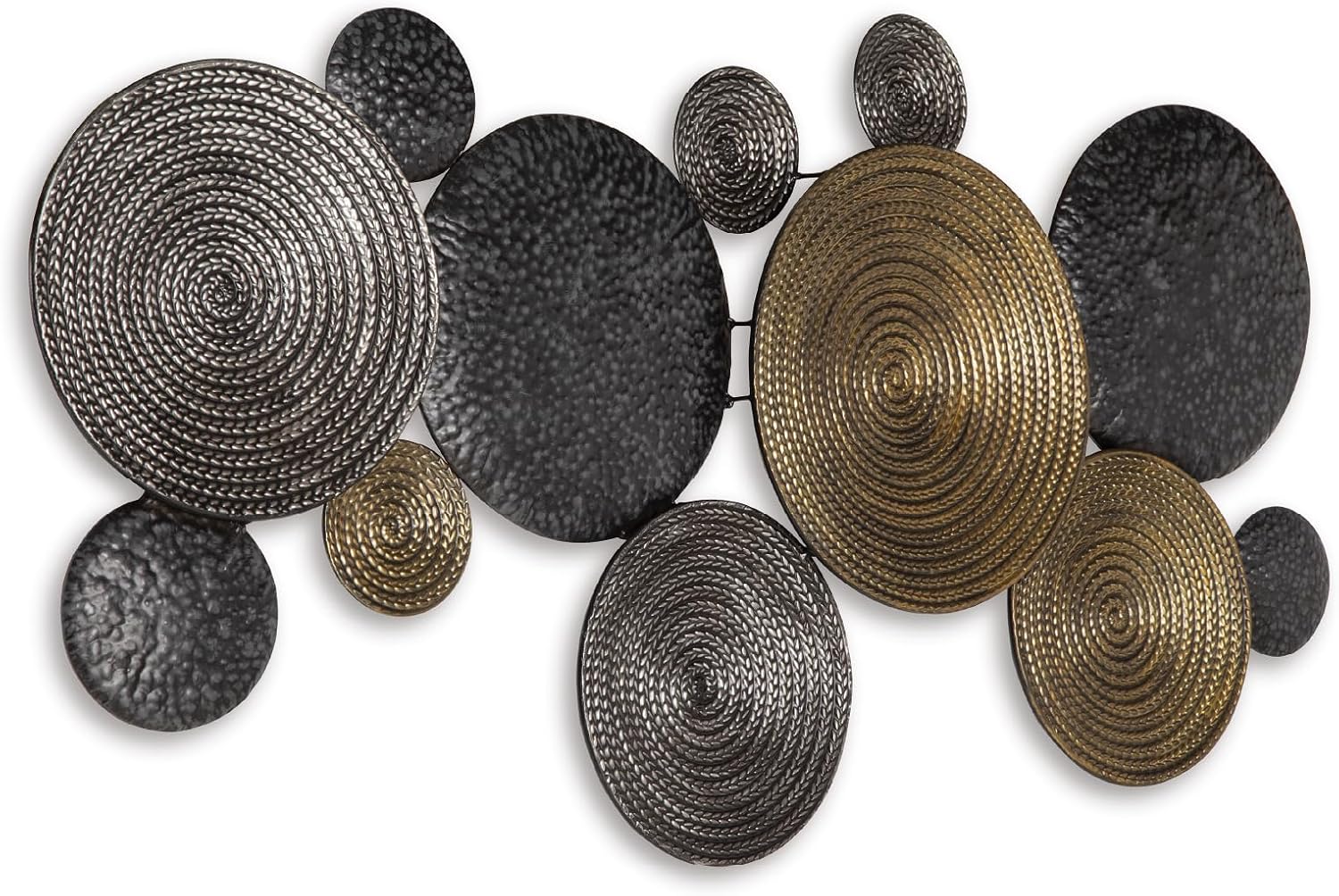 Signature Design by Ashley Emsley Eclectic Metal 44" x 22" Wall Decor, Metallic Finishes, Contemporary Style, Modern and Geometric, Black, Gray & Brown