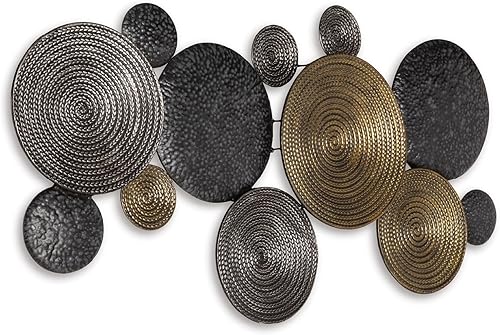 Signature Design by Ashley Emsley - Decoración de pared de metal ecléctico de 44 x 22 pulgadas, acabados metálicos, estilo contemporáneo, moderno y