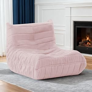 Bean Bag Chair, Giant Bean Bag Sofa Lazy Beanbag Chairs for Adults Fireside Bean Bag Couch with High Density Sponge Filled Beanbags Chair for Apartment Living Room Bedroom Office, Dusty Pink