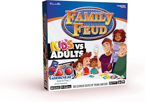 Imagination Gaming Family FEUD Kids VS Adults Edition - Juego de cartas, prepárate para un enfrentamiento familiar, 150 tarjetas de preguntas, 50