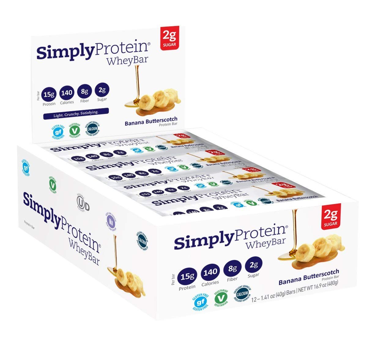 SimplyProtein Whey Bar, Banana Butterscotch, Pack of 12, Gluten Free