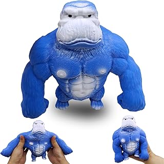 Large Squishy Gorilla Toy Figure,Soft Rubber Monkey Toy for Children and Adults,Stretchy Gorilla Stress Toy for Stress Relief and ADHD Autism,Sensory Monkey Toy Gift for Birthday,Christmas(Blue)
