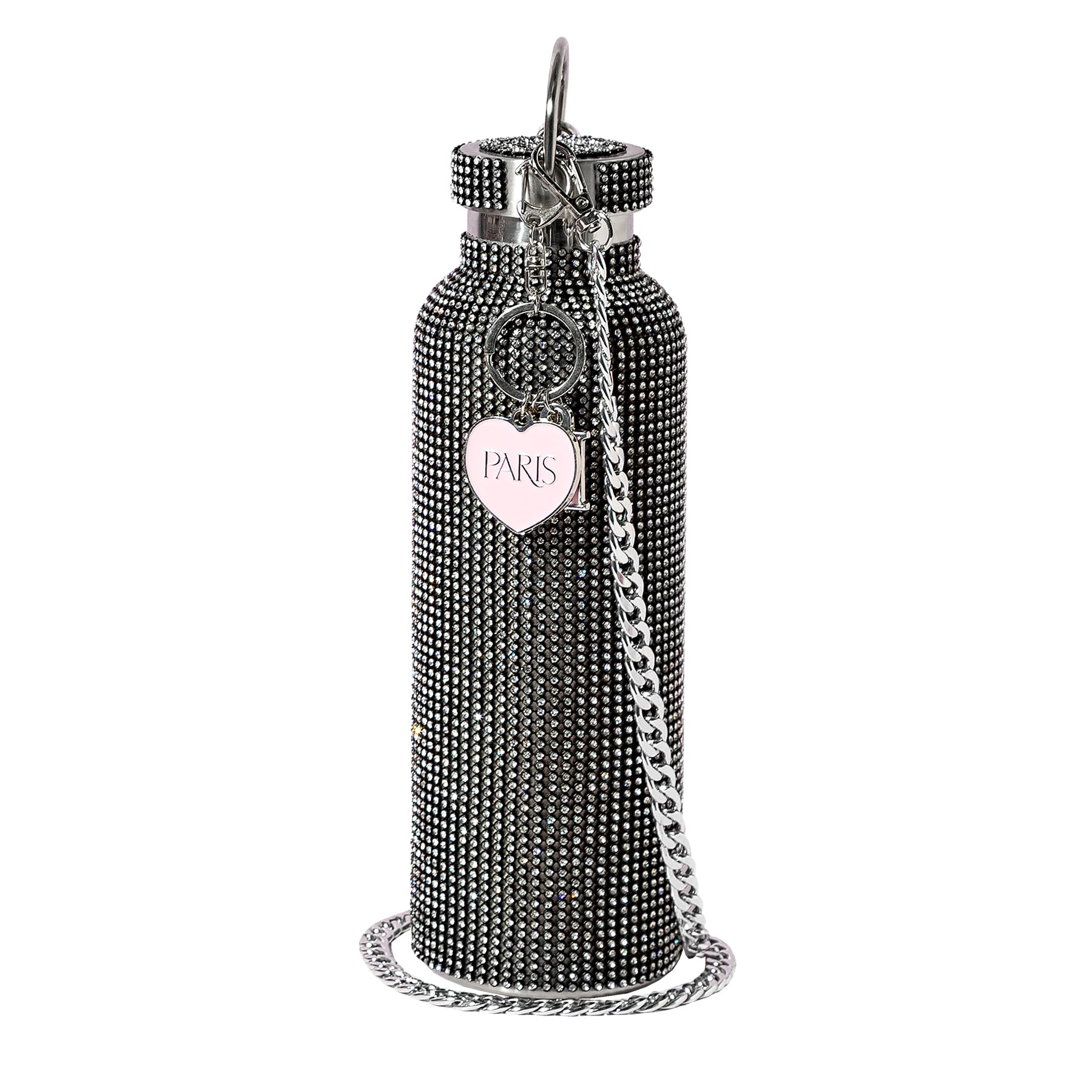 Bouteille d'eau à paillettes FACKELMANN Paris Hilton noire en acier inoxydable 750 ml
