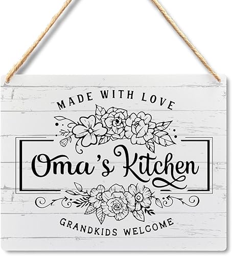 Oma's Kitchen Sign  Decoración de cocina de Oma, placa de madera colgante de cocina de Oma, letreros de cocina rústica de granja, decoración de