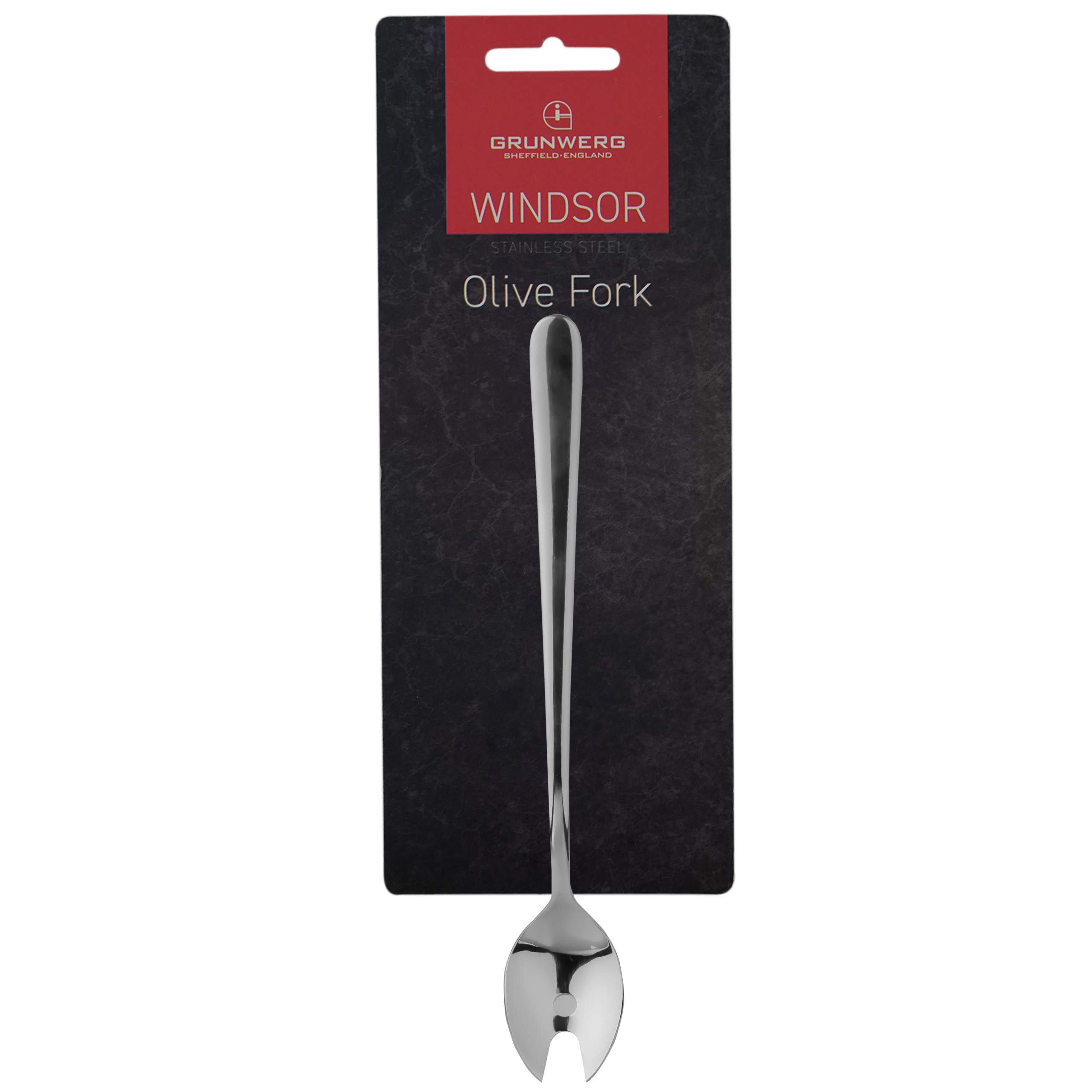 Grunwerg OFWDR/C Windsor Carded Olive Fork, Stainless Steel, Silver, 19.5cm