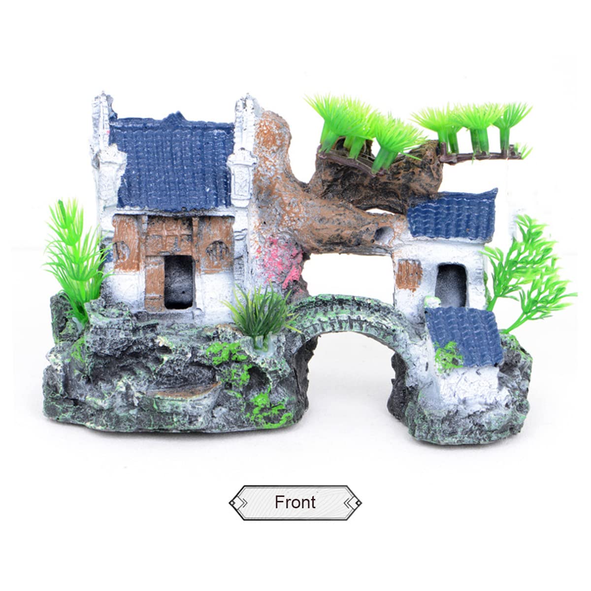Decorazioni per Le Vasche per Pesci Roccioso per Canottiere Acquario Paesaggistica Paesaggistica in Resina Casa Edificio Ornamenti per Betta Rettile,20 * 9.5 * 15cm
