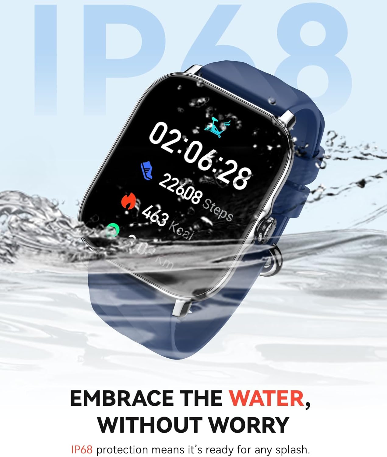 Fitness Tracker Smart Watches for Men Women with Step Counter, Sleep Calorie Monitor, Pedometer, IP68 Waterproof, Smartwatch with 120+ Sports for iPhone Android (Blue, 1.91) - Image 7