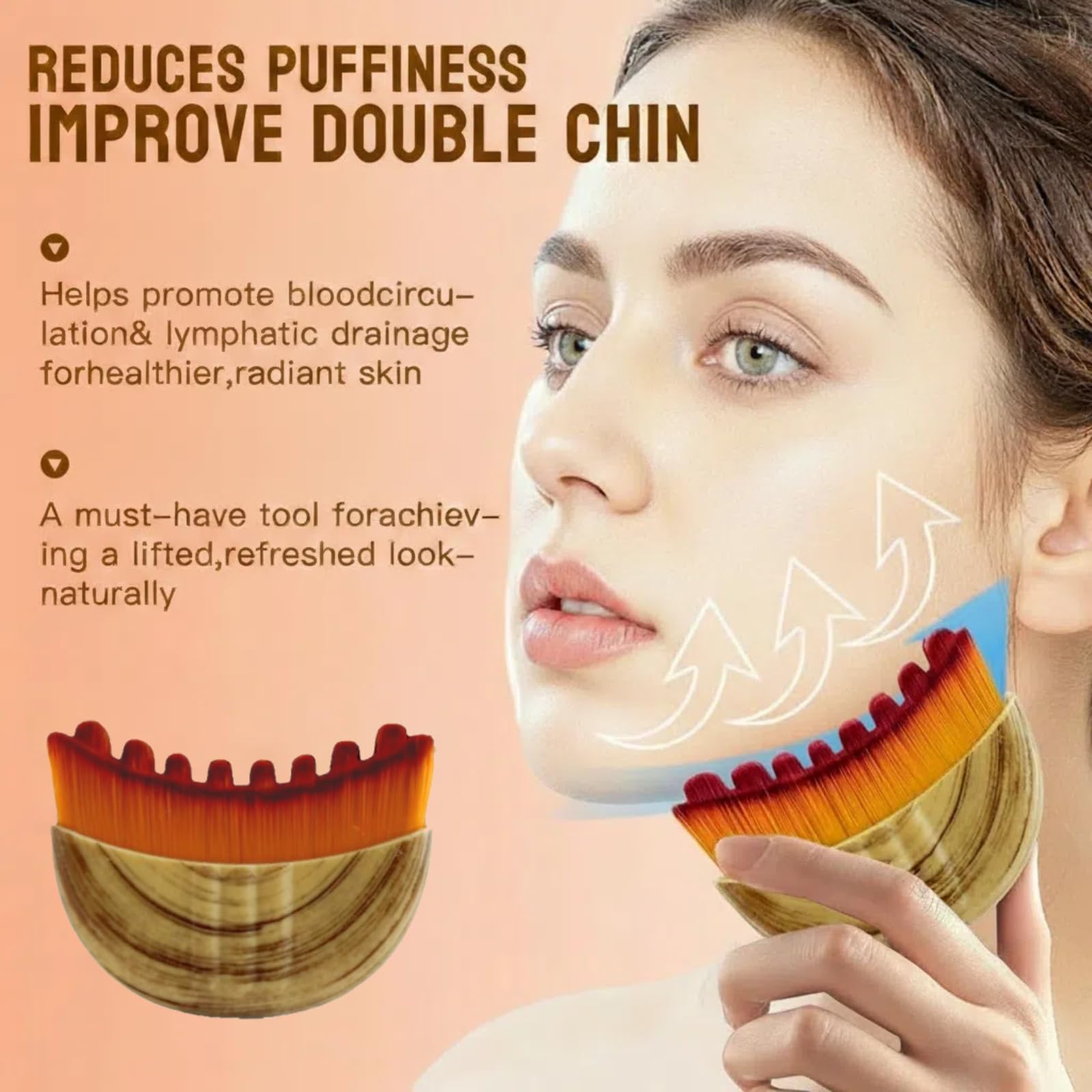 2 x lymphatische Kontur-Gesichtsbürste mit Gua-Sha-Werkzeug, Trockenbürsten, Gesichtsbürste, Lymphdrainage-Massagegerät für Gesicht, Kinn und Kieferpartie, Formgebung und Linderung von Müdigkeit