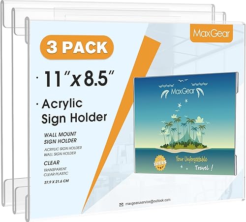 Miniatura 1 de MaxGear Portarretratos para montaje en pared de 8.5 x 11 pulgadas, portarretratos transparente, soporte para documentos de pared, marco de pared