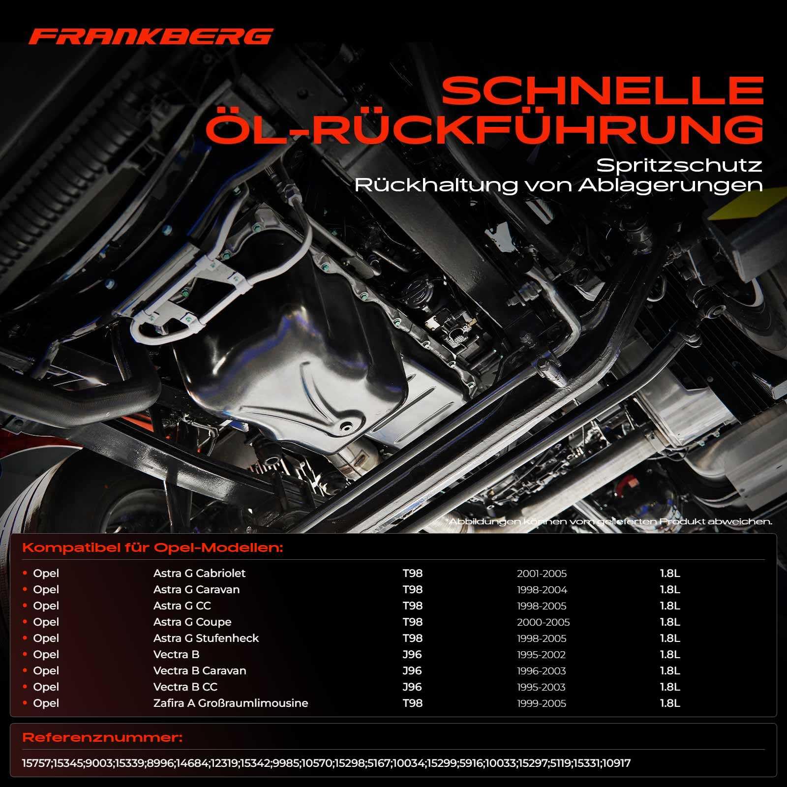 Frankberg Ölwanne für Astra G F48 F08 F67 T98 F07 F69 Vectra B J96 38 31 Zafira A F75 T98 1.8L Benzin 1995-2005 90536418