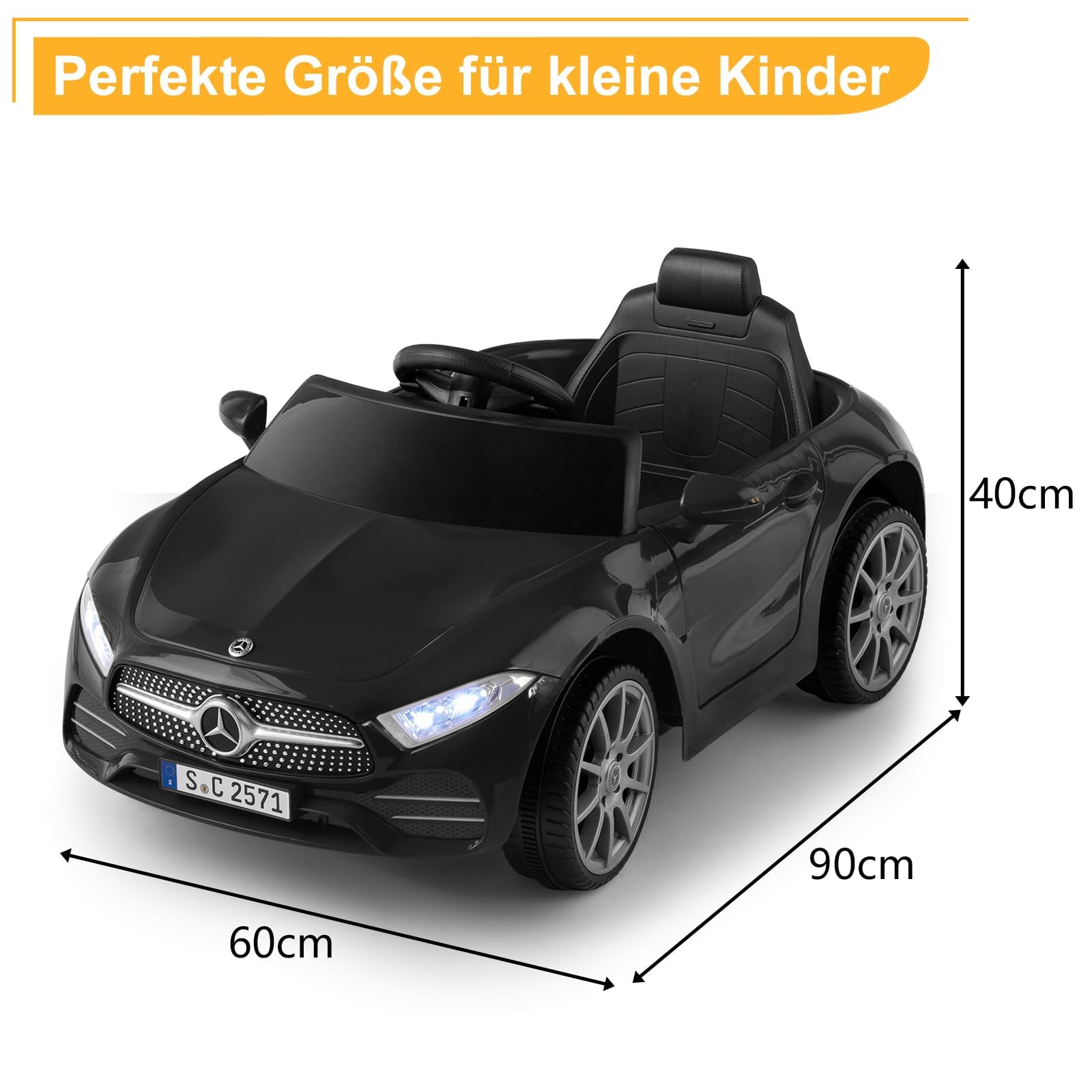 LALAHO Auto elettrica per bambini Mercedes CLS 350 12 V (Nero) | Doppi Motori, Telecomando 2.4 GHz, MP3, Sospensioni, Auto Elettrica per Bambini 3-5 Ann