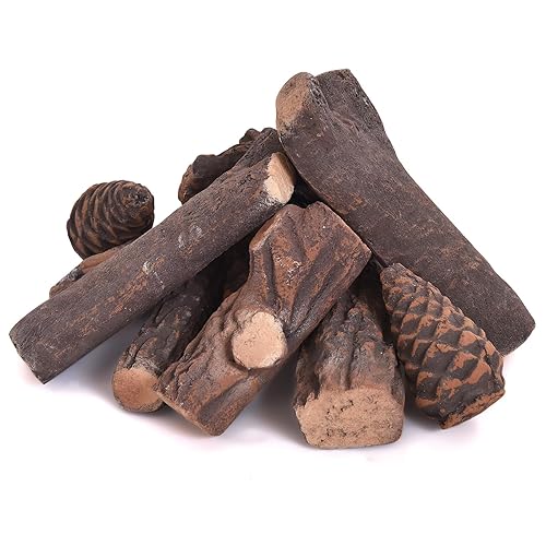 GIANTEX Lot de 9 bûches décoratives en céramique pour intérieur