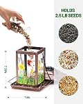 DesGully Solar Bird Feeders pour l'extérieur - 2.5 LBs Métal sauvage Grand & Petit mangeur d'oiseaux pour la suspension extérieure, idées cadeaux pour les graines de cour de jardin d'Avian Enthusiast (Proof-Chew, résistance aux intempéries)