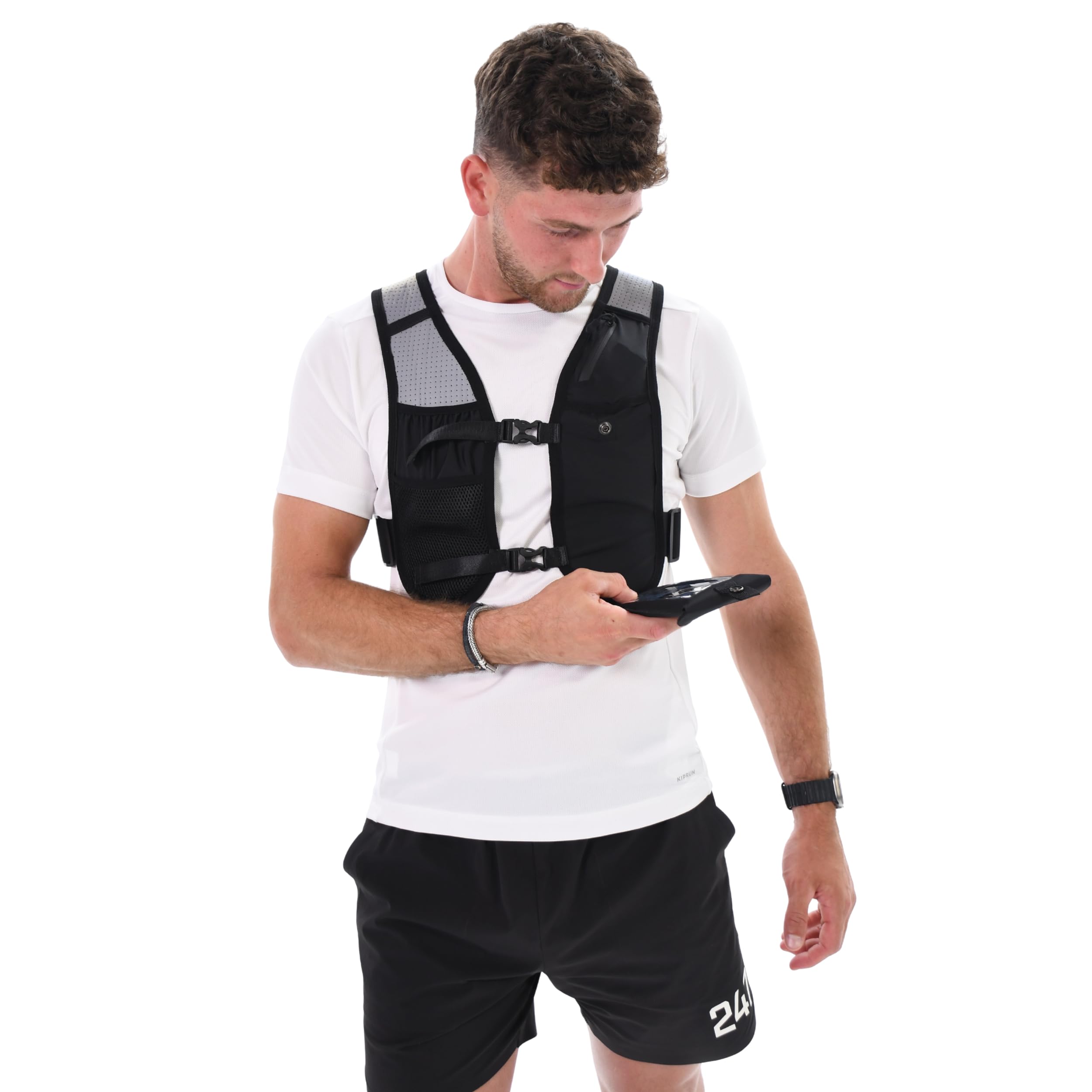 Hydration Laufweste, Funktionelle reflektierende Sicherheit Rennen, Leichter Trinkrucksack mit Neopren-Körper, Aufbewahrungstaschen und 500 ml Faltbarer Flasche