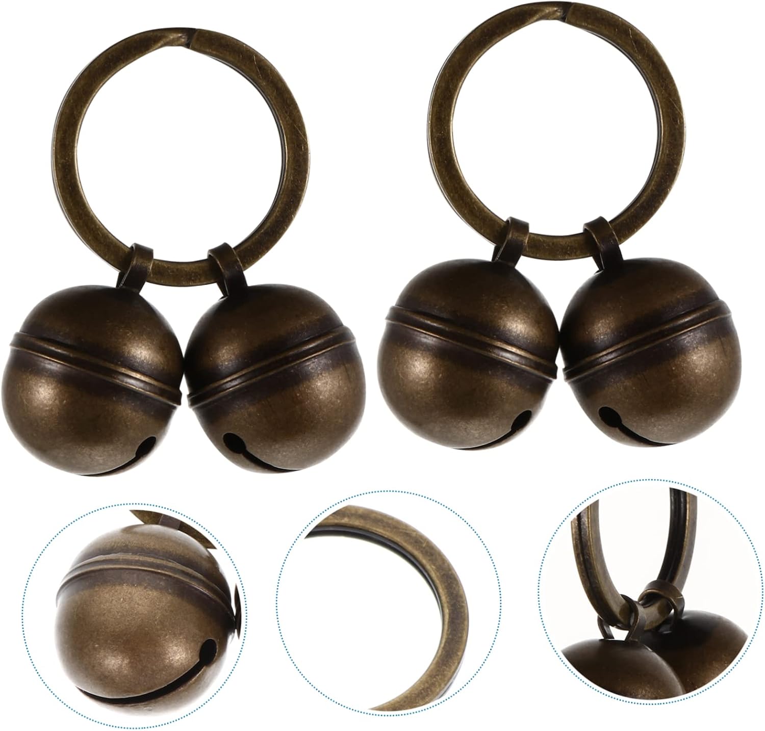 Levemolo 2sets Copper Pet Collar Bells Key Ring Bells for Cats and Dogs Loud Sound Accessories for Pet Identification and Diy Decoration Ring