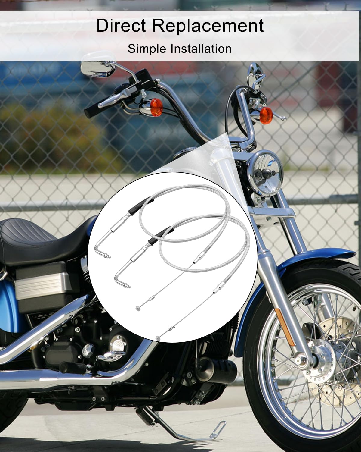 V-Twin Manufacturing 41 1/2 In. Stainless Steel Throttle And Idle Cable Set - 28-0112SP-8 For 1990-1995 Harley-Davidson Softail And 1991-1995 Harley- Davidson Dyna Motorcycles - Dennis Kirk - Foto 4