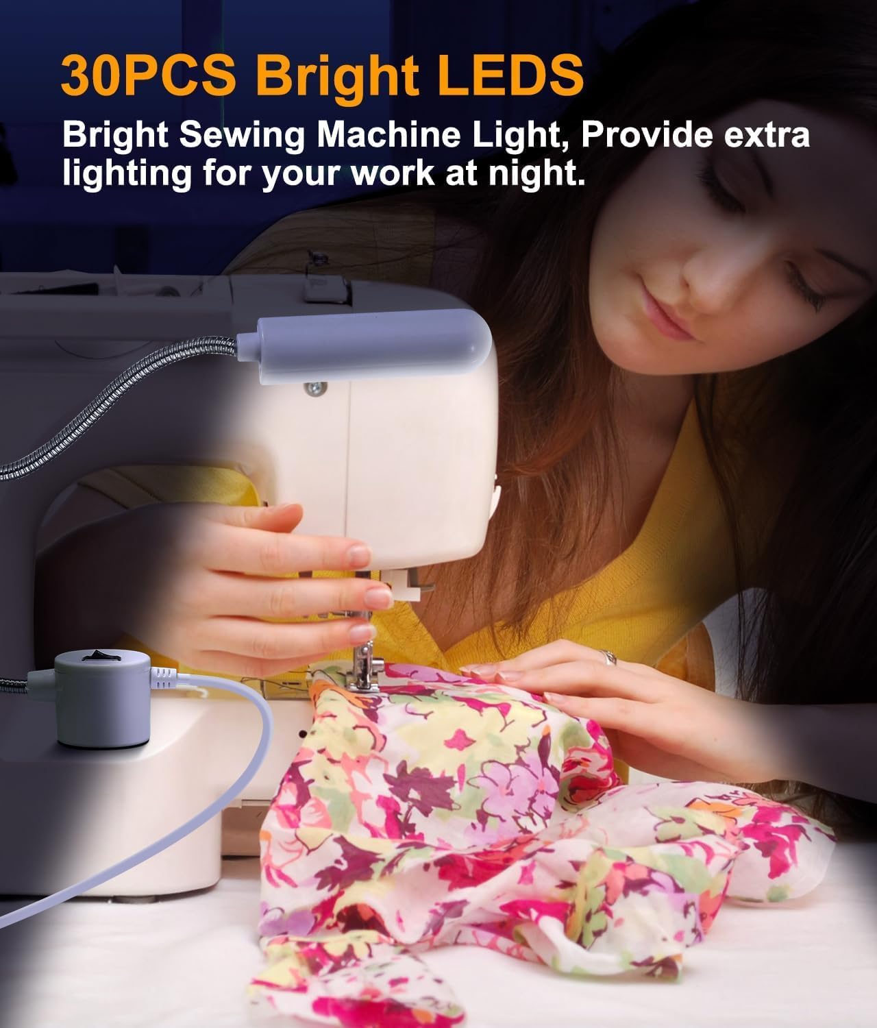 30 LED Sewing Machine Light with Magnetic Base and Flexible Gooseneck, Portable Work Light for Janome, Singer, Brother, Drill Presses, Desks, Craft, Workbenches, and Lathes (2-Pack)