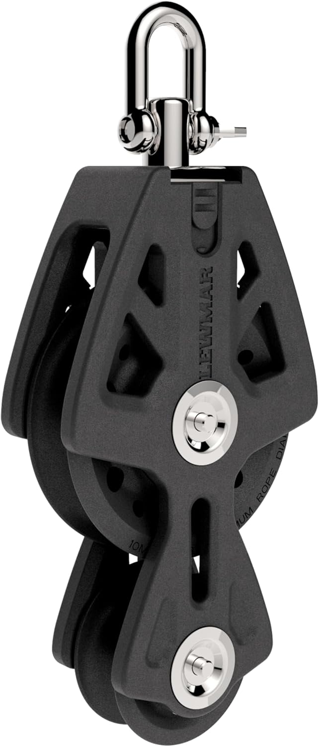 Lewmar 72mm Synchro Block Fiddle, 2,420 lb Working Load Limit, Accommodates 3/8" - 1/2" Lines, High-Density Free-Spin Bearing, Traveler Compatible - 29927231BK