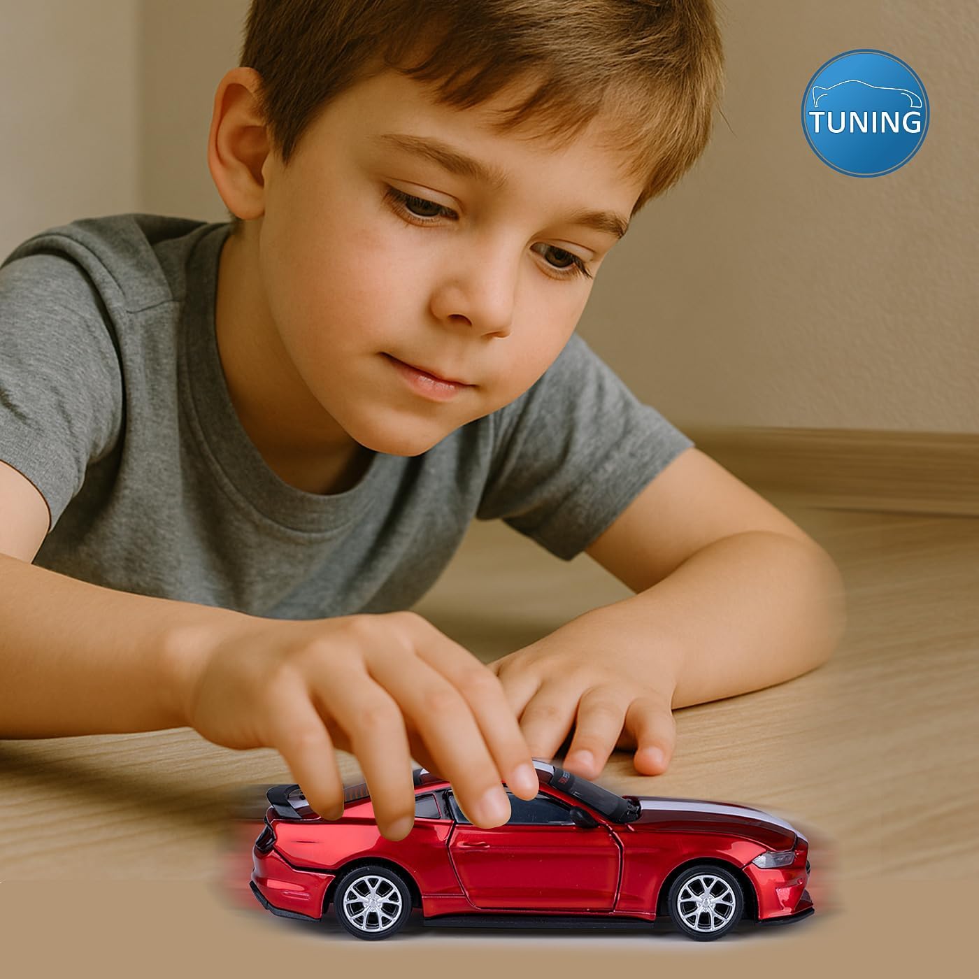 JAMARA 402609 Ford Mustang GT Diecast 1:42 - Model Car Toy, Children's Car, Model Mini Vehicles, Gift Idea for Children, Opening / Closing Doors Manual, Tuning