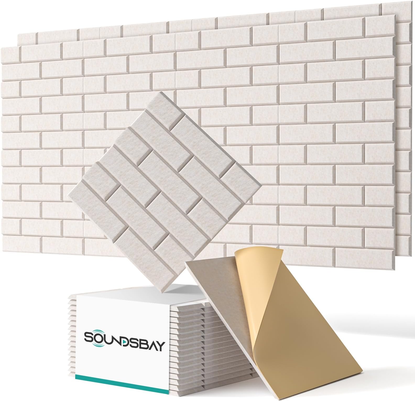 - Soundsbay Soundproof Wall Panels, Acoustic Panels Self Adhesive, 18 Pack Sound Proof Foam Panels for Wall, Brick Acoustic Wall Panels for Wall, Office,Reccording Studio, Ceiling 12" X 12" X 0.4" Beige