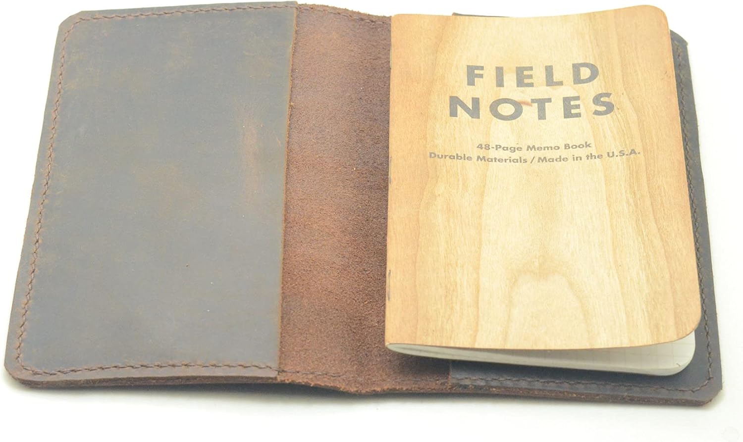 JJNUSA Distressed Leather Checkbook Journal Cover for Field Notes Moleskine Cahier Notebook Pocket size 3.5" X 5.5" Vintage Refillable Notepad (Dark Brown) - Image 2