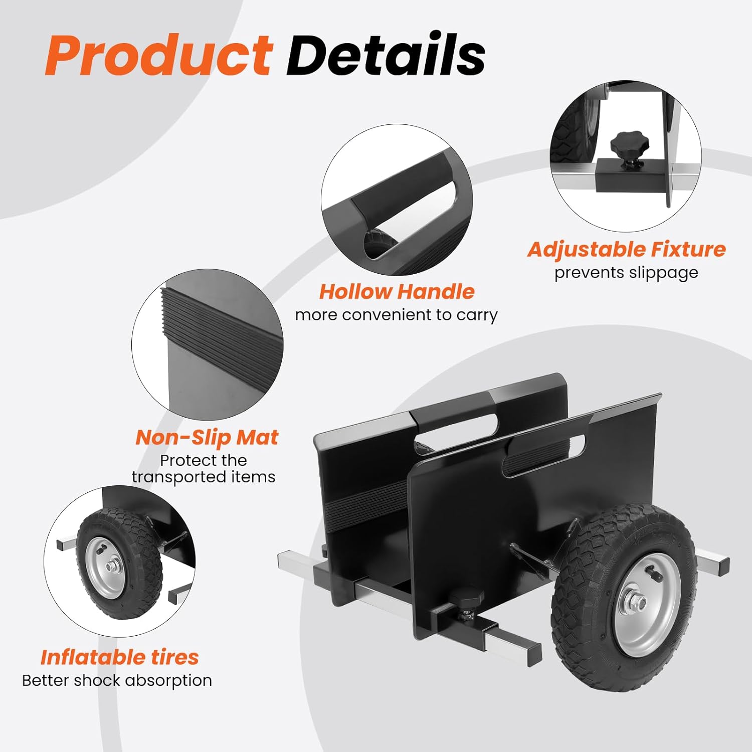 10" Panel Dolly 700LB Capacity Cart Heavy-Duty Drywall Cart, Pneumatic Wheels, Adjustable Frame for Drywall, Plywood, Doors | Indoor & Outdoor Use (Black)