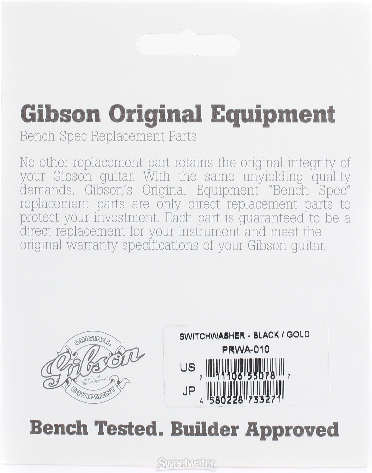 Gibson Gear PRWA-010 Switchwasher, Black with Gold Imprint