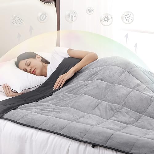 Miniatura 2 de Joyching Manta con peso para adultos, 15 libras, tamaño individual XL, reversible, refrescante, suave, pesado con cuentas de vidrio de primera