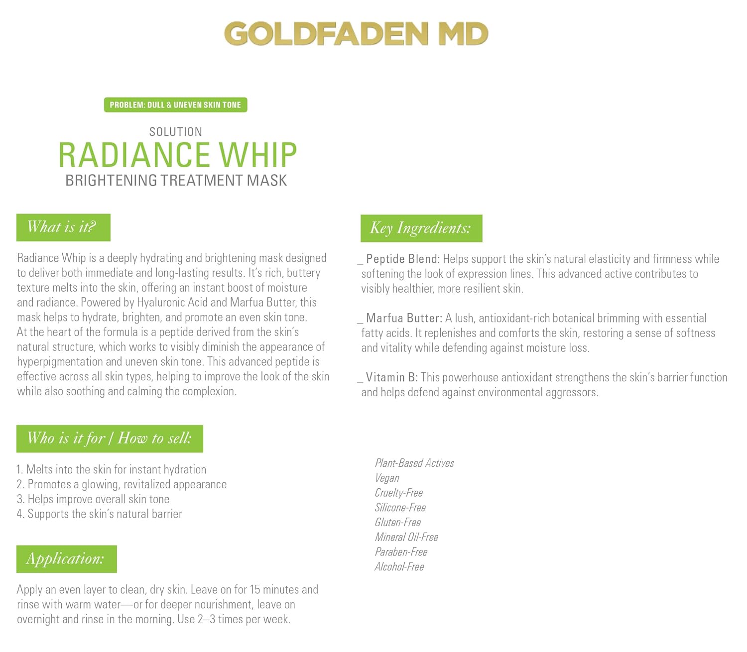 GOLDFADEN MD Radiance Whip Treatment Mask - 60ml