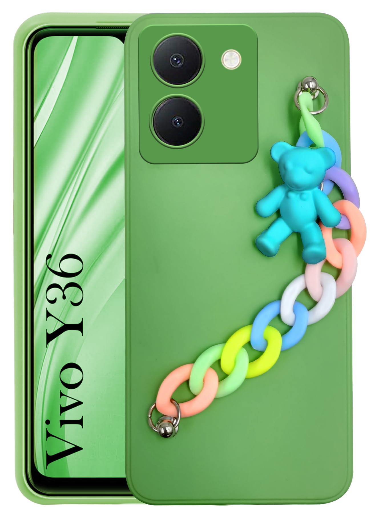 Jkobi Back Cover for Vivo Y36 Girls Case with Bracelet (Wrist Hanging Chain | Teddy Toy Cartoon | Matte Green) (B0CNW8VQK1) Amazon Price History, Amazon Price Tracker