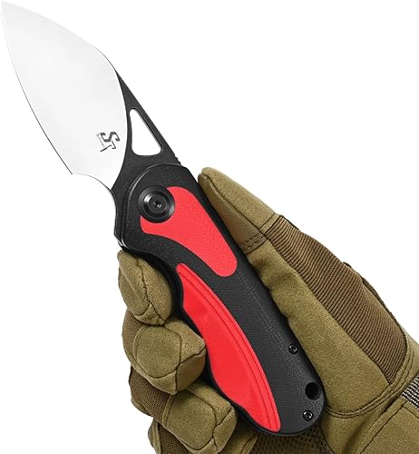 Miniatura 19 de Sitivien Sandvik - Cuchillo plegable de bolsillo, hoja de acero Sandvik 14C28N con mango de Micarta, cuchillos de herramientas EDC de la serie