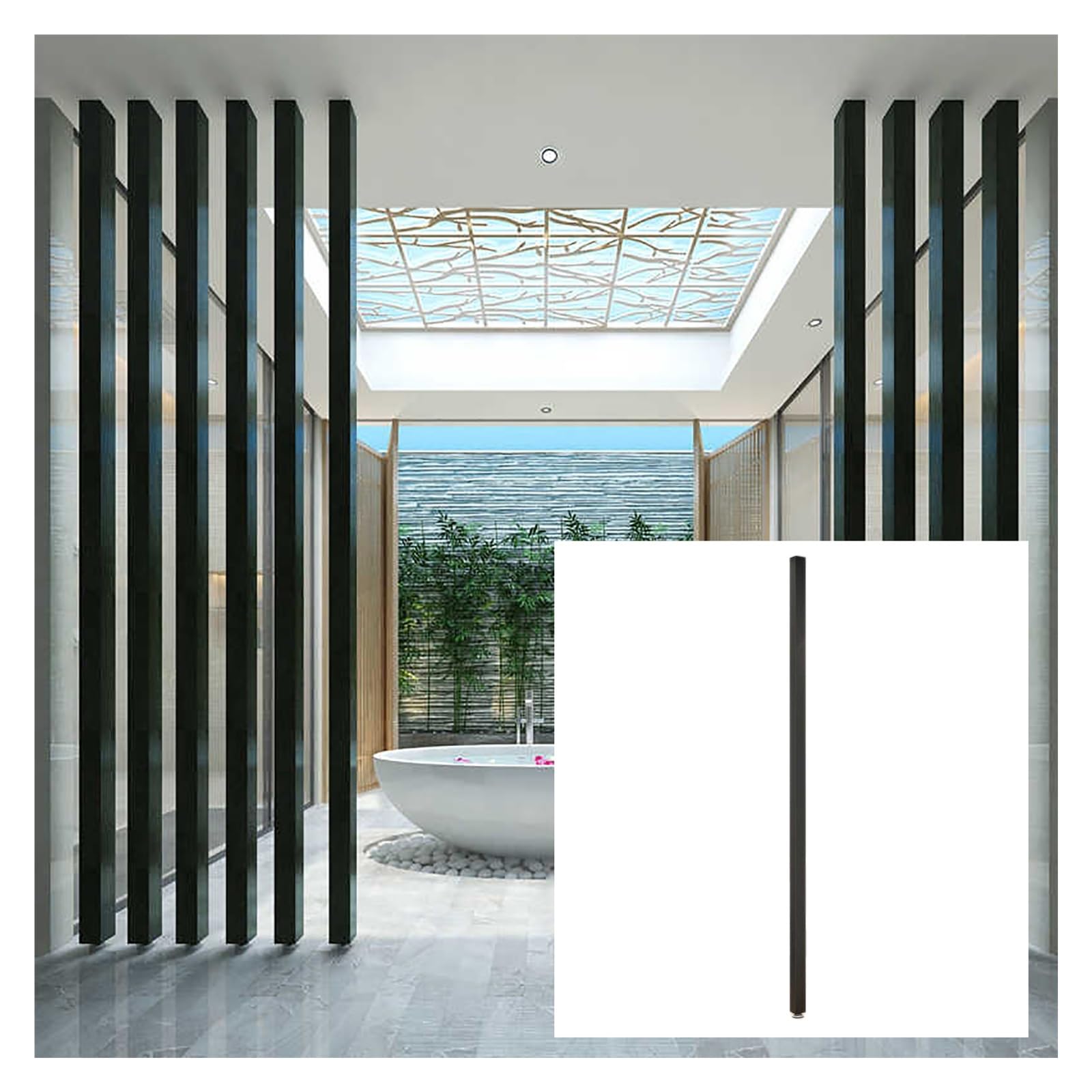 Poteaux de séparation de pièce du sol au plafond en aluminium noir de 70 à 230 cm pour salon