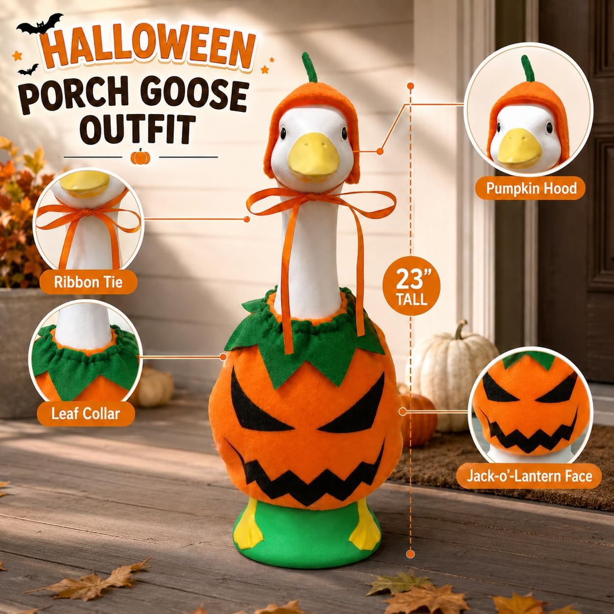 23" Fall Porch Goose Outfits for Halloween Outdoor Lawn Yard Decor