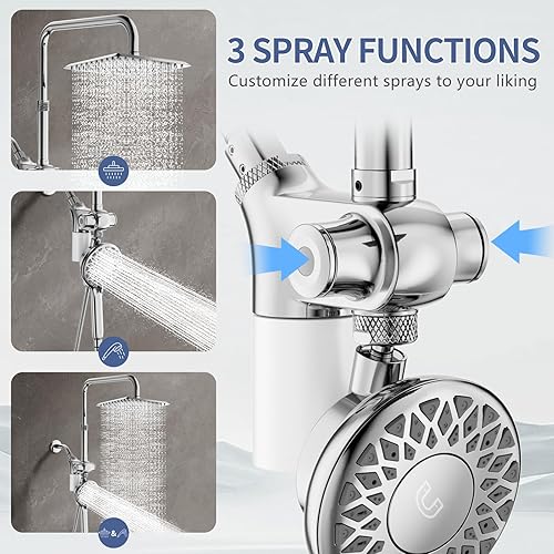 Miniatura 5 de SINGSUO Filtered Rain Shower Head with Handheld Spray Combo, High Pressure Dual Shower Head with Filter for Hard Water, Modern Magnetix Double