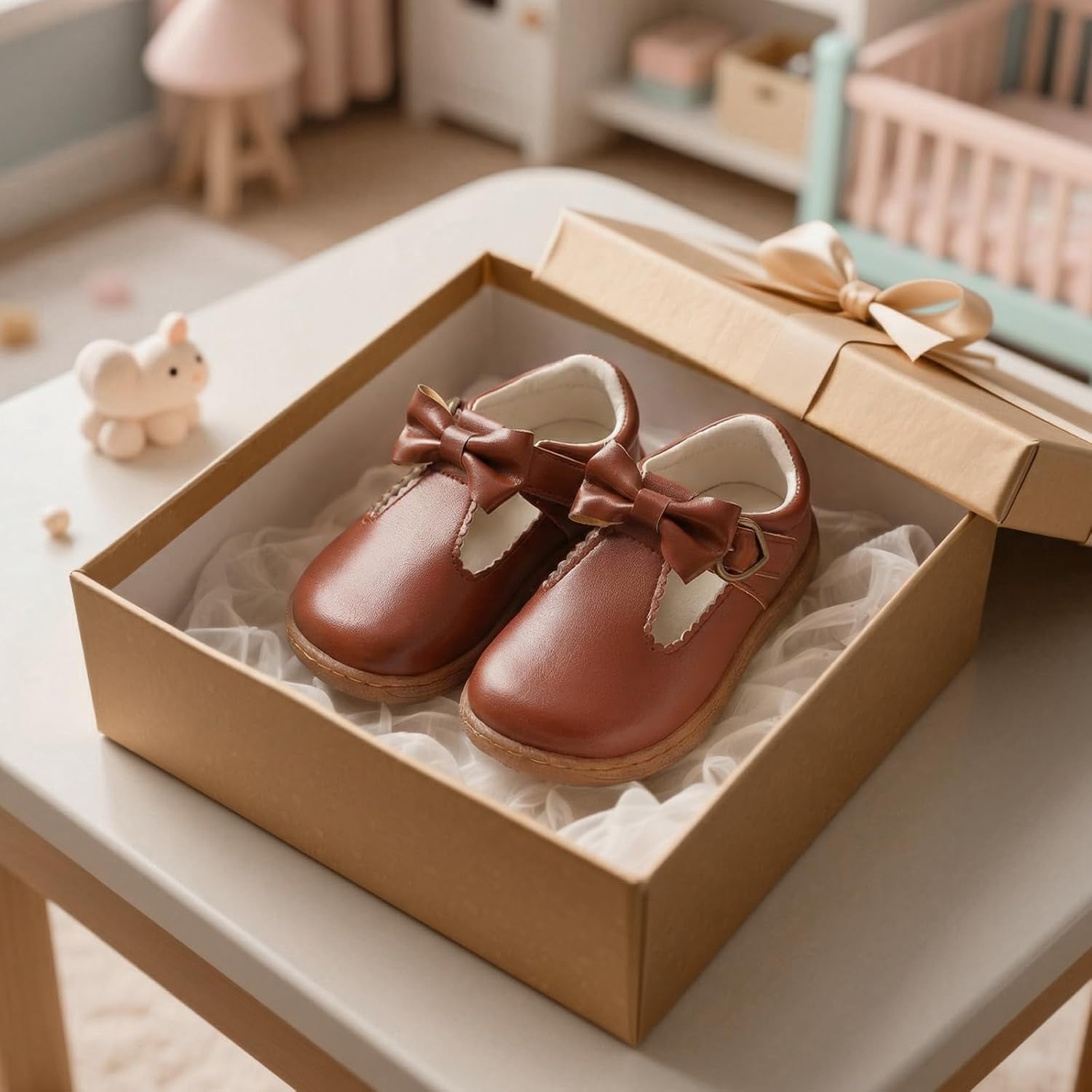 STQ Toddler Girls Dress Shoes Wide Toe Box Mary Jane Flats Zero Drop T Strap Ballet Wedding Flower Uniform School Shoe with Non-Slip - Image 3