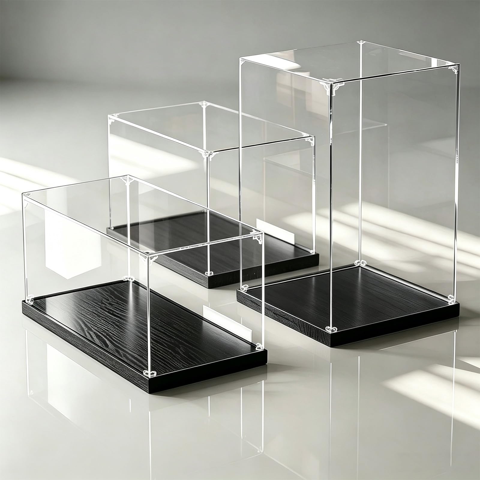 Vitrina de Metacrilato para Coleccionistas con Base, Caja Protectora | Caja Expositora Transparente, Protege los Objetos de Daños, Vista Completa de 360°, Apilable(H-40cm,L-40cm x W-40cm)