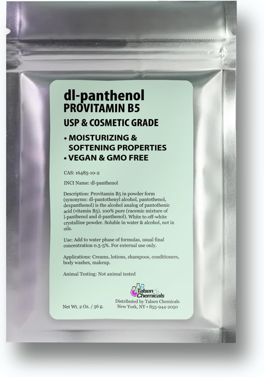 Provitamin B5 Powder dl-Panthenol DIY Panthenol Solution and Panthenol for Hair and Skin Moisturizer (2 Ounce / 56 Gram)