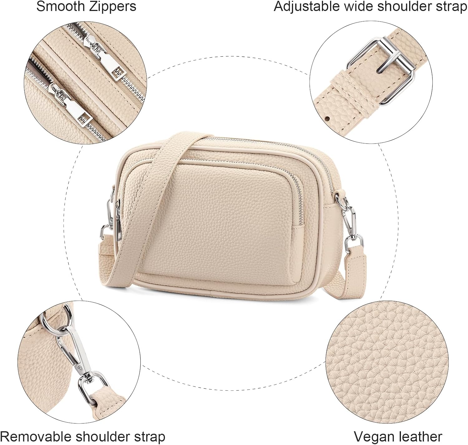 SENDEFN Crossbody Bags for Women Small Square Bag Trendy PU Leather Purses and Handbags - Image 4